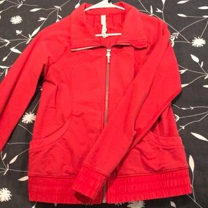 Red Lulu lemon zip up track jacket